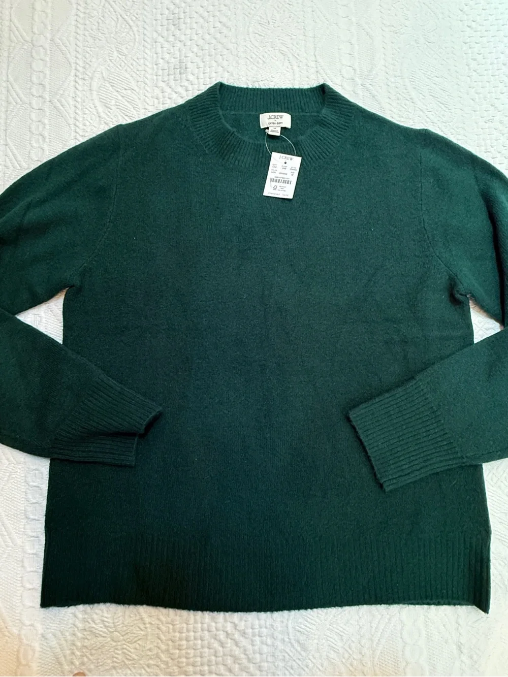NWT J Crew Extra Soft Crewneck Sweater Green Wool Blend Women’s Medium M